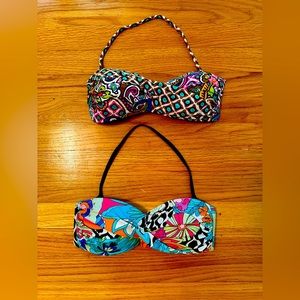 2 bandeau Trina Turk bikini tops. Size 4. Multi color.